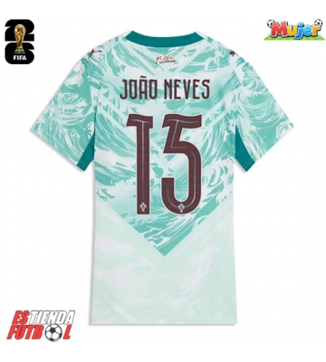 Portugal Joao Neves #15 Segunda Equipación Mujer Mundial 2026 Manga Corta